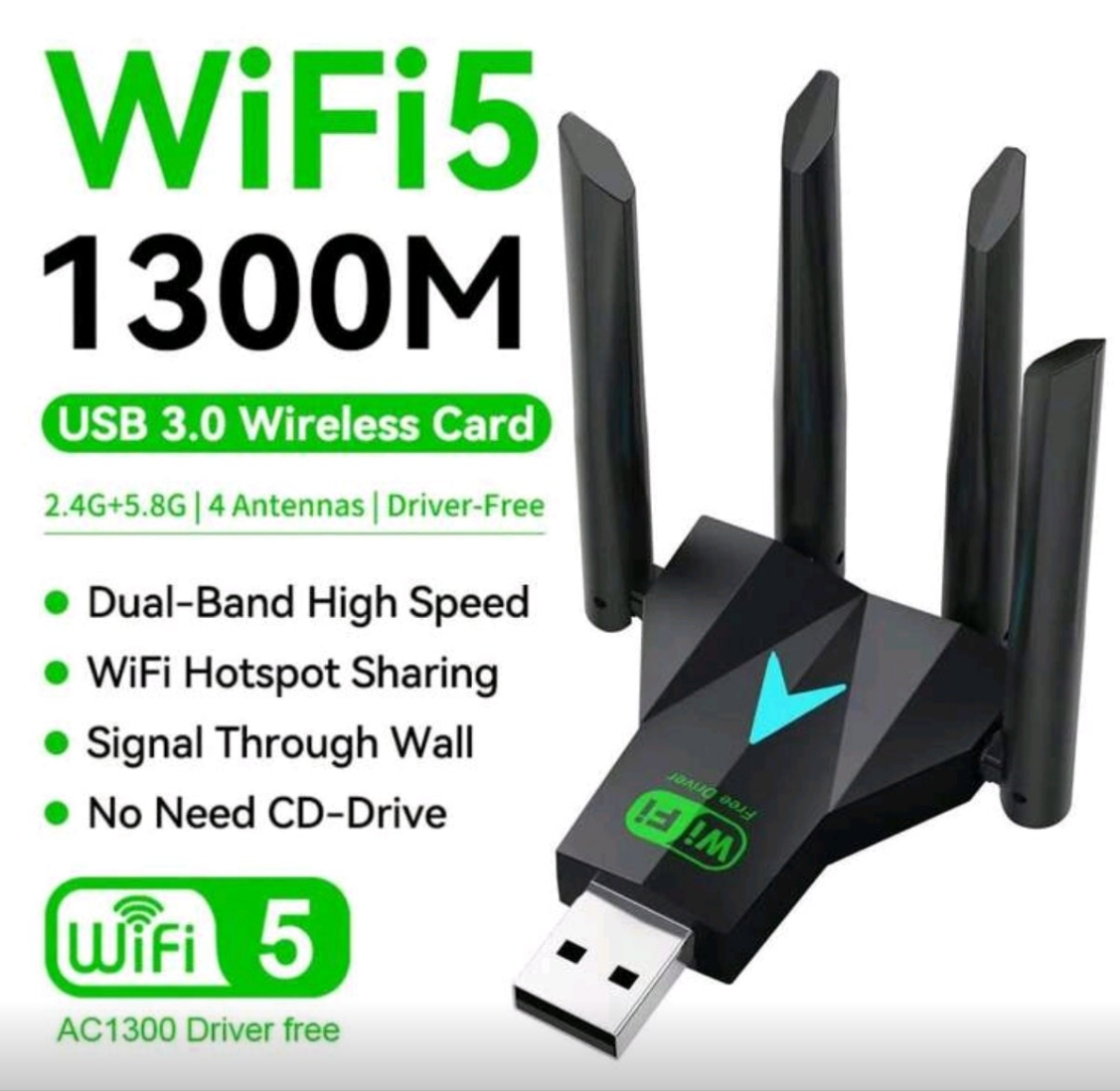 KZ Dual-Band 2.4G 5.8Ghz USB 3.0 High-Speed WIFI USB Network Card Adapter Wireless USB 1300Mbps.