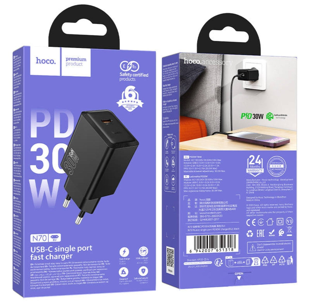 Hoco N70  Nuevo 30 IPhone Charger