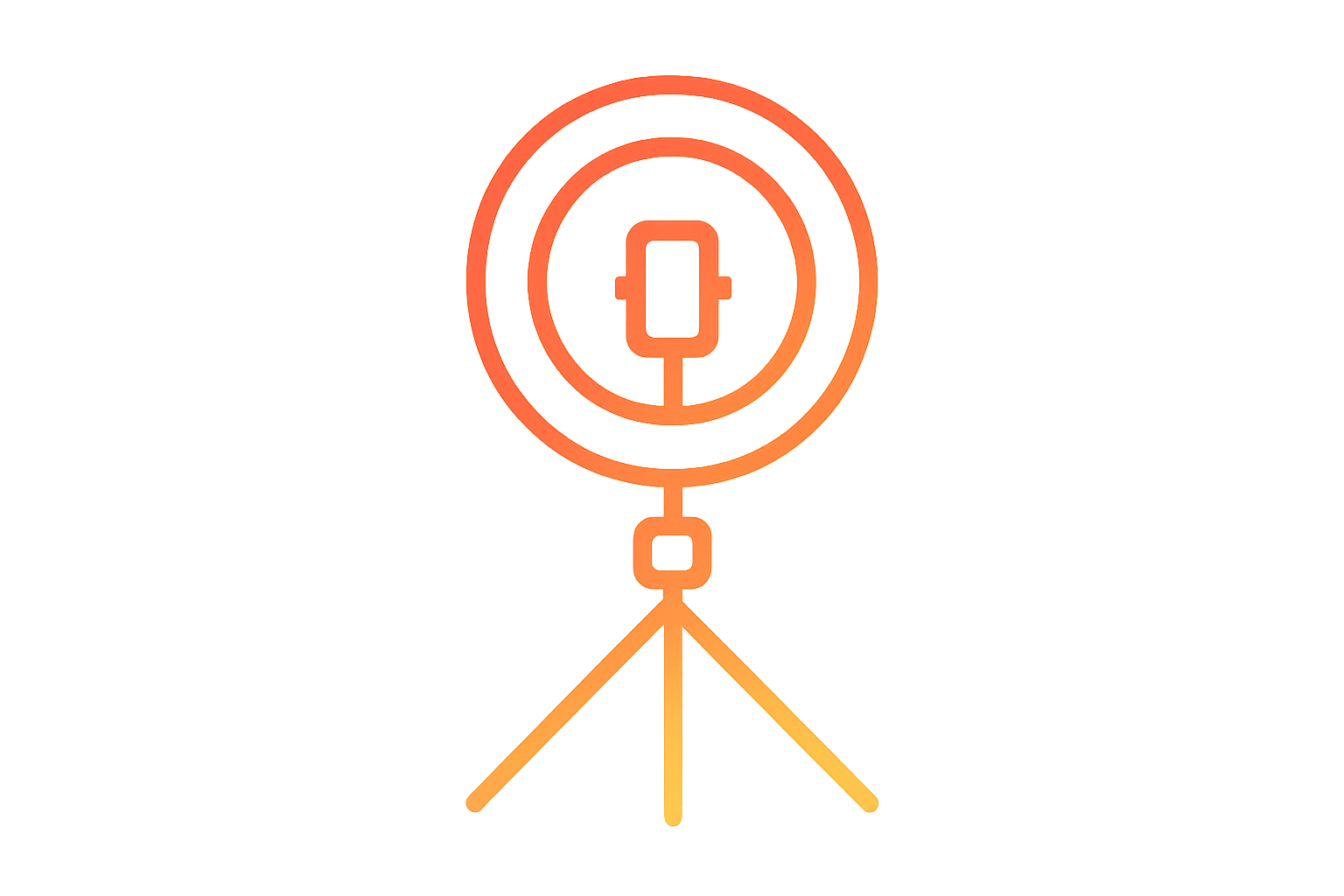 Selfie Ring Light With Tripod Icon Red To Yellow Gradient Outline